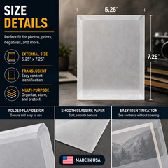 100 Pack 8×10 Glassine Envelopes Photo Print Document Storage