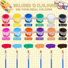 145 Pcs Mini Acrylic Paint Set for Kids, 12 Colors Washable Acrylic Paint Str…