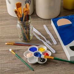 Hello Hobby Round, Filbert,Flat,Fan,Liner Synthetic Bristle Brushes(15 Pieces)