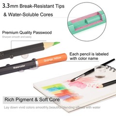 KALOUR 72 Water Soluble Watercolor Pencils Set with 2 1 Count (Pack of 72)
