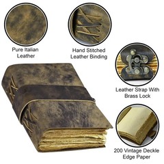 Leather Bound Vintage Journal for & Men – Book of Shadows – Lock Closure – 20…