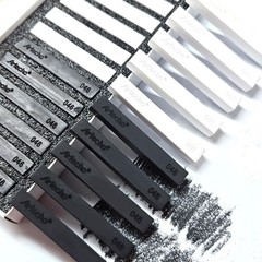 12 PCS Soft Pastels 6 White And 6 Black Square Chalk Drawing Blending Shading