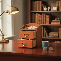 Retro Wooden Desk Drawers Hand Polished Vintage Desktop Cabinet for Dorm Room