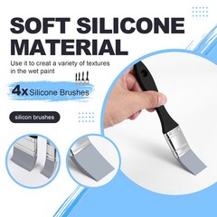 4 Pcs Silicone Paint Brush Set , 1 1.5 2 2.5 Inches Wide J1E29903