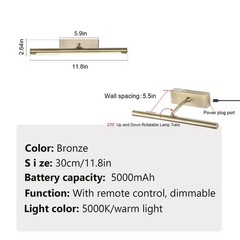 Picture Light for Wall Battery Operated, 12″ Rechargeable Art Light with Remo…