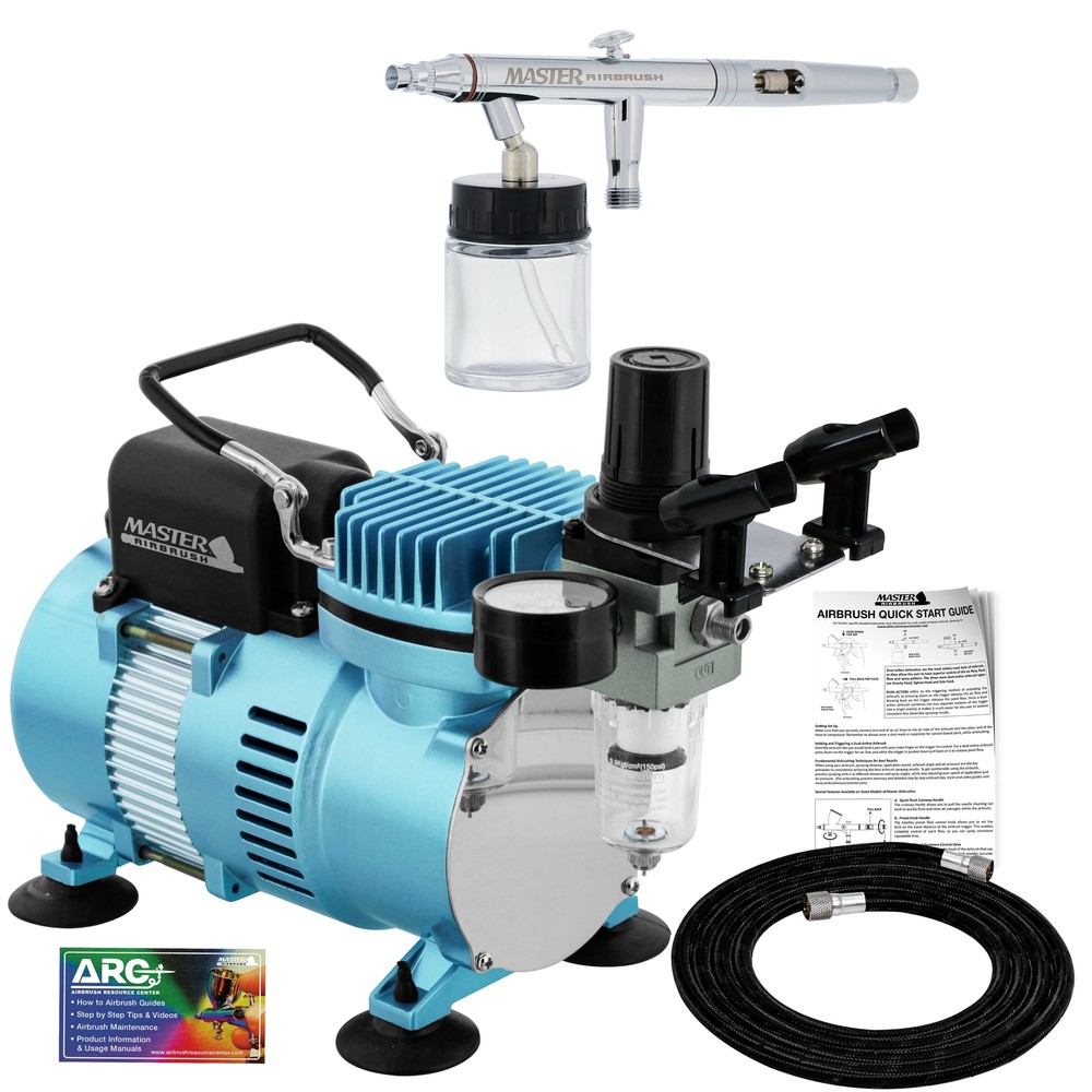 3 Tip 0.3 0.5 0.8mm Siphon Feed Dual-Action Airbrush Pro Set Kit Air Compressor