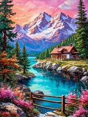 Landscape Paint By Numbers For Adults 16×20 Inch DIY Wall Art Decor Kit