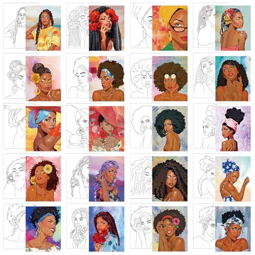 Sherr 20 Pcs Stretched Pre Drawn Canvas for Painting for Adults Outline Pre