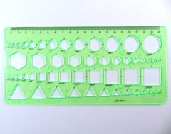 Geometric Drafting Stencils Drawing Templates 6 Piece Set Transparent Green