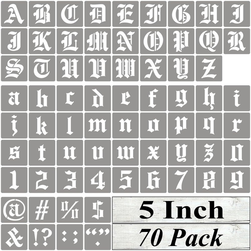 5 Inch Alphabet Letter Stencils for Painting – 70 Pack Old English Letter Ste…