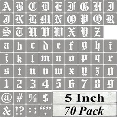 5 Inch Alphabet Letter Stencils for Painting – 70 Pack Old English Letter Ste…