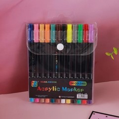 120 Color Acrylic Paint Markers Dual Tip Brush Fine Pens Art Set