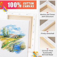 Stretched Canvas for Painting, 3″x5″, 5″x7″, 8″x10″, Pack of 3, Pre-Primed Ca…