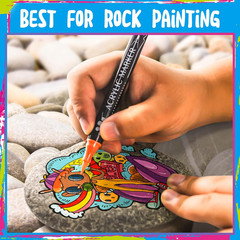 30 Colors Dual Tip Acrylic Paint Markers,Fine Tip and Brush Tip Permanent Acryli