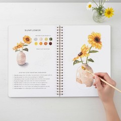 Beautiful Watercolor Workbook for Beginners – Relaxing 6.5 x 9 inches, Floral