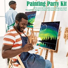 2 Pack Sip and Paint Kit, Pre Drawn Canvas for Painting for Adults, Starry Sk…