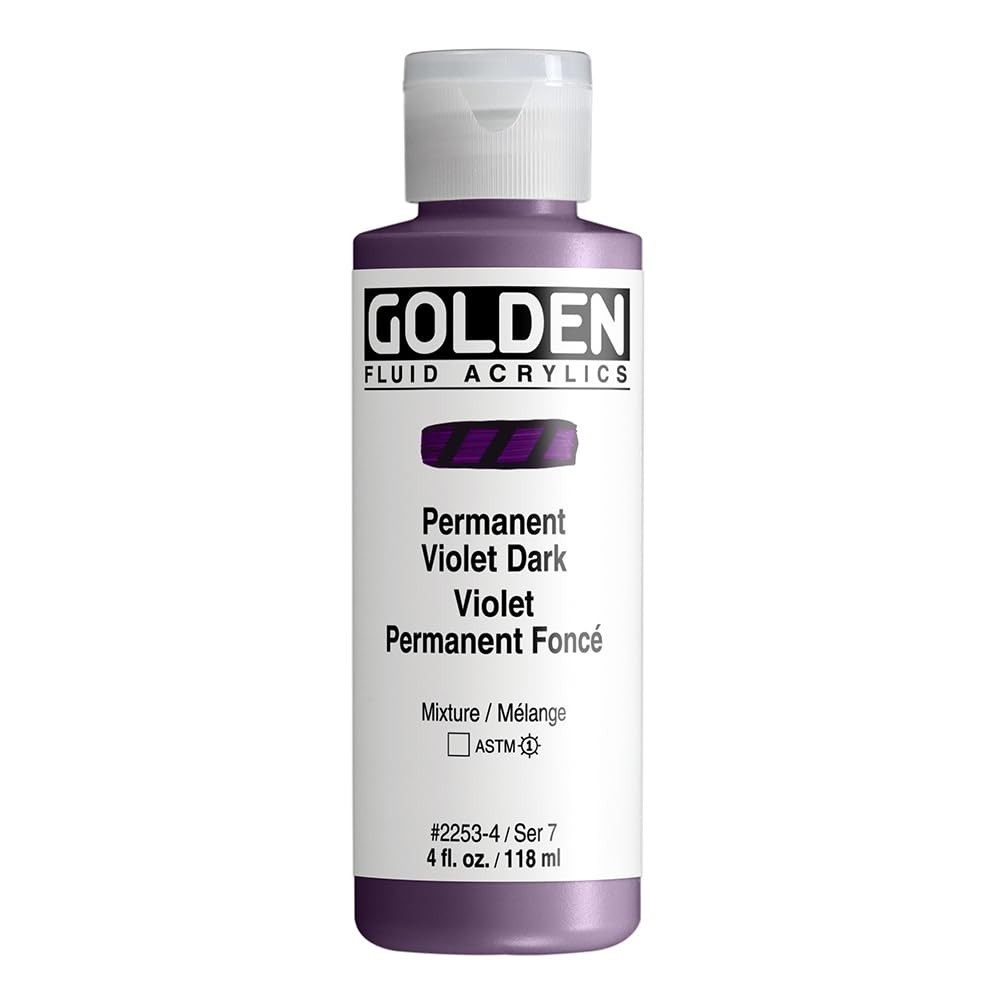4 Oz Fluid Acrylics Permanent Violet Dark Professional Transparent Paint