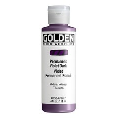 4 Oz Fluid Acrylics Permanent Violet Dark Professional Transparent Paint
