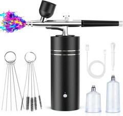 Airbrush Kit with Compressor 30PSI Portable Airbrush Gun Rechargeable Handheld C
