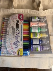 Tulip Fabric Markers Multi-Colored Fine Tip Markers, Paint, And Two Canvas Totes