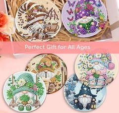 8 PCS Gnome Diamond Art Coasters-Gnomes Diamond Painting Coasters Kits with Hold