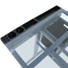 Adjustable Drafting Table Art Desk Drawing Table Glass Tabletop w/2 Slide Drawer