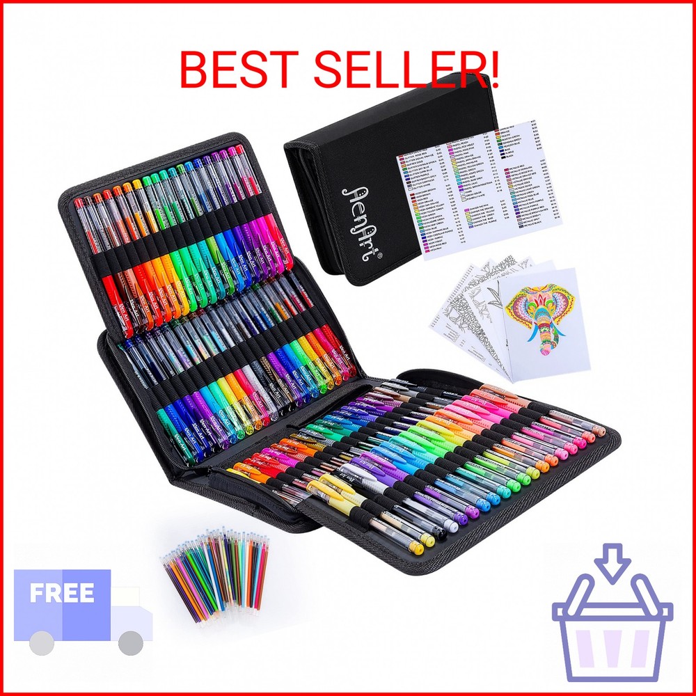 Aen Art Gel Pens for Adult Coloring Books, 160 Pack Artist Colored Gel Pen with