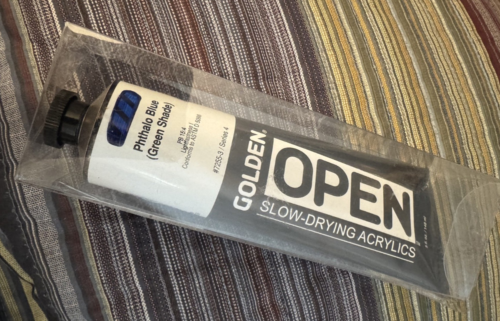 GOLDEN OPEN SLOW DRYING ACRYLICS PTHALO BLUE (GREEN SHADE) 5 OUNCE TUBE