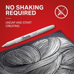 Sharpie Metallic Permanent Markers, Fine 1 Count (Pack of 2), 2 Silver