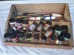 Vintage Alpha Color Tempera Dry Pigments (29) in Handmade Painters Box
