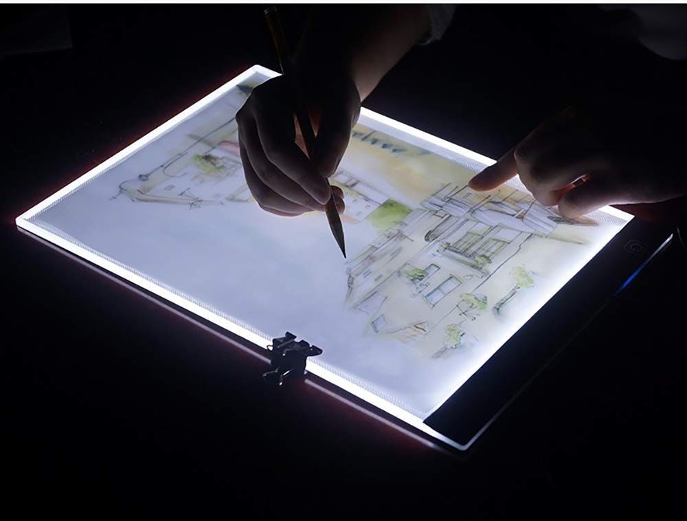 Ultra-Thin Portable A4 LED Light Box Tracer w/USB Cable Dimmable white