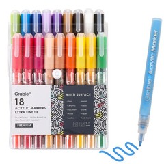 Grabie Acrylic Paint Pens Markers, 18 Colors, 0.7 18 Colors Markers