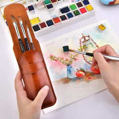 Sable Travel Watercolor Brushes, 4Pcs Kolinsky Sable Watercolor Travel Brushes