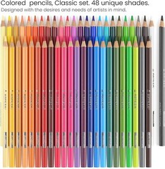 48 Count Multicolor Colored Pencils Set For Adult Coloring And Art Projects