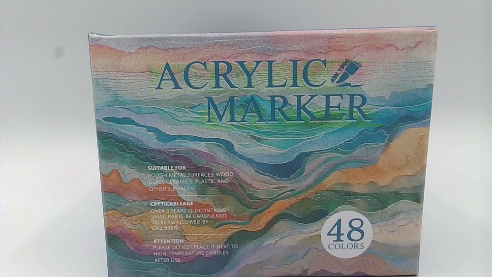 AW-1996 48 Color Acrylic Marker Set – Tip Pens For Kids, Metal, Wood & More