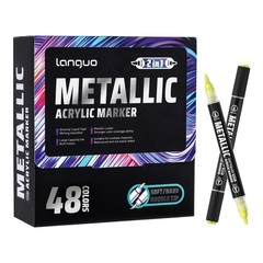 Metallic Acrylic Paint Markers, 48 Colors Dual Tip Acrylic Metallic Markers S…