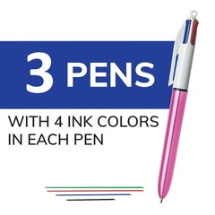 BIC 4 Color Shine Retractable Ballpoint Pen with 1.0 mm Point and Wide Barrel…