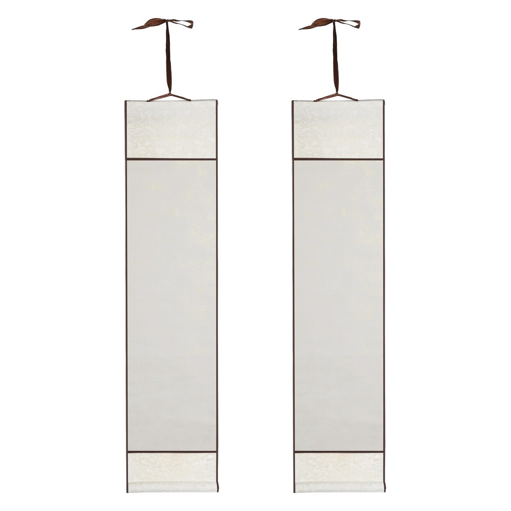 37.4″ x 8.7″ 2 Pcs Blank Hanging Scroll Paper Wood Rod, Light Gray