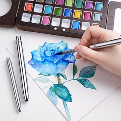 Squirrel Hair Travel Watercolor Brushes, 3pcs Natural Soft Squirrel Mop Round…