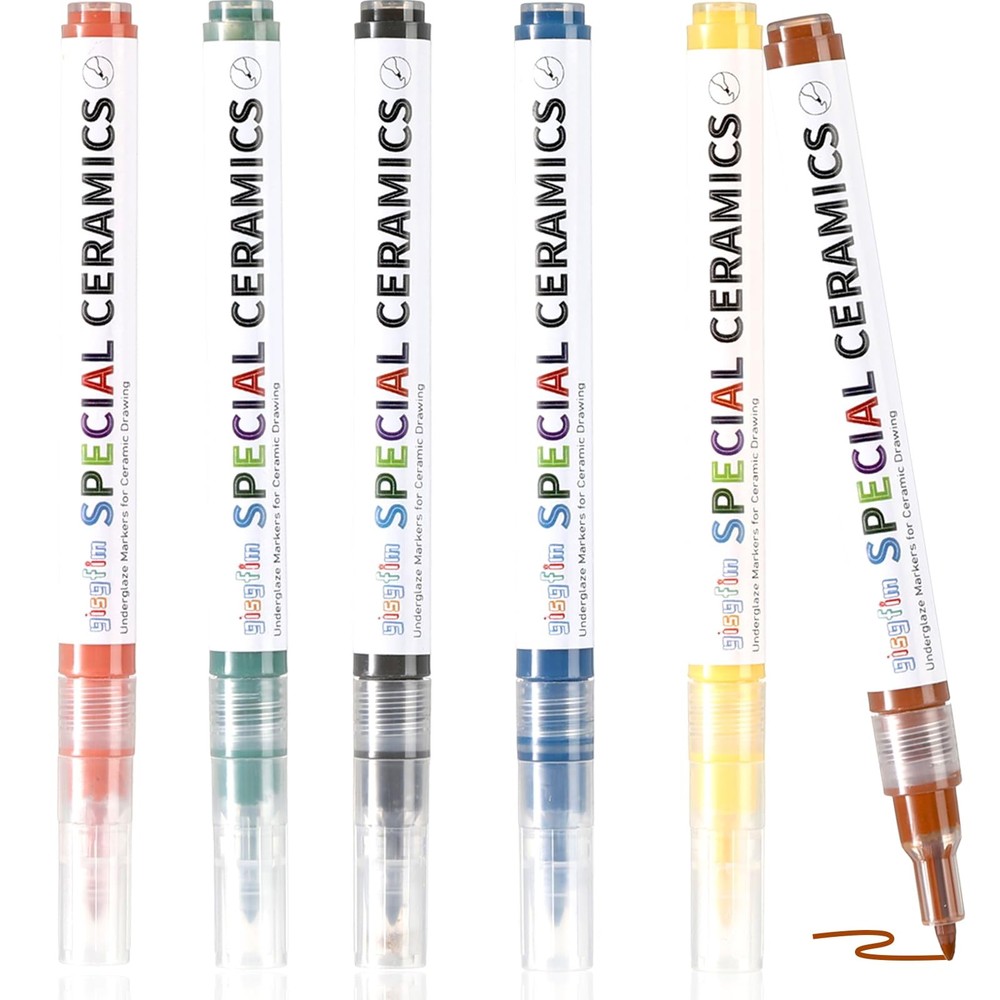 6 Pcs Underglaze Colored Pen for Pottery Ceramics Underglaze Marker DIY Ceram…