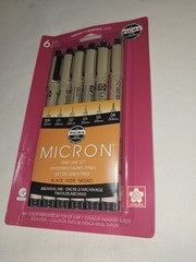 Sakura Pigma Micron 30062 Fineliner Pen Set 6-Pack Black Assorted Sizes
