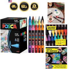 Paint Art Markers, Set of 15 5M Medium Acrylic Markers with Reversible Tips, …