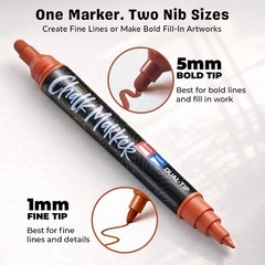 Chalkola Dual Tip Liquid Chalk Markers for Blackboard (8 Earthy Colors, 1mm+5…