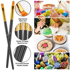 Paint Brush Set, 10 Pcs 5 / 8 8 6 4 5 3 2 2 1 2 / 0, Black,nickel