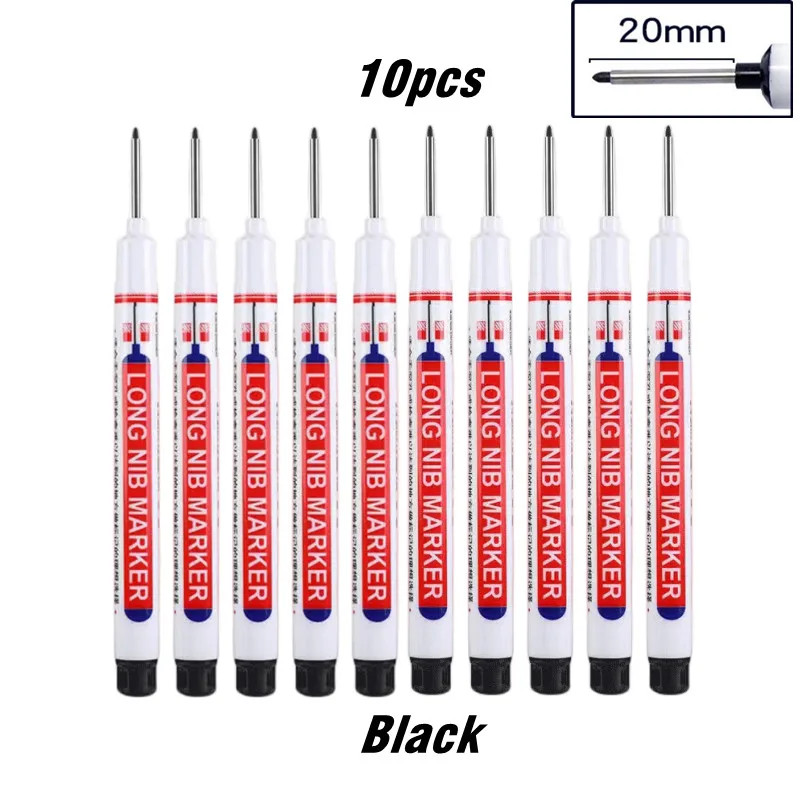 10Pcs/Set 20Mm Deep Hole Long Nib Head Marker for Metal Perforating Pen Waterpro