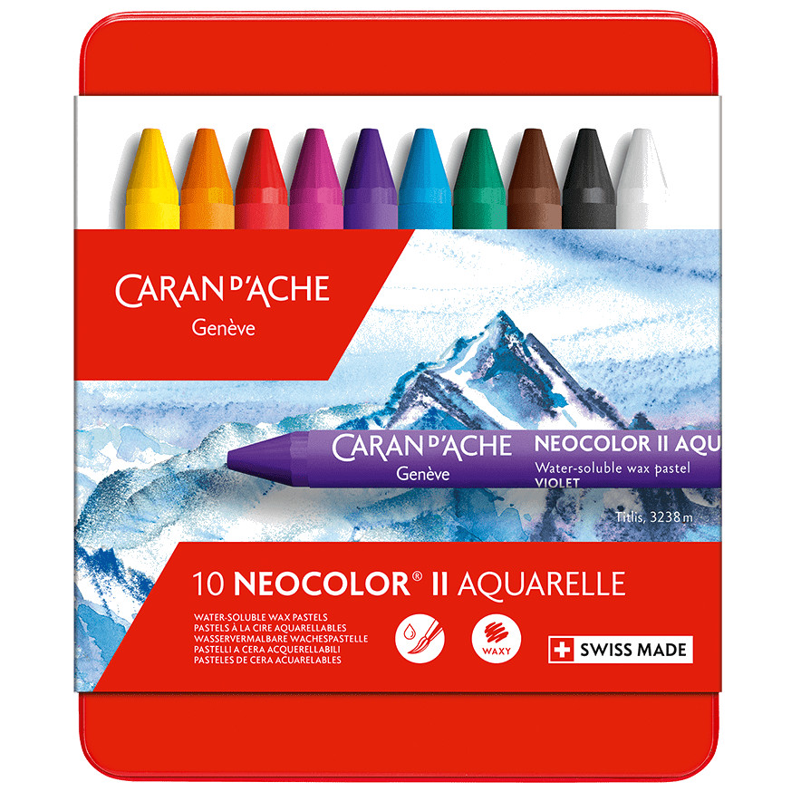 Caran d’Ache Neocolor II Water Soluble Wax Pastels Sets Neopastel Artist Col Tin