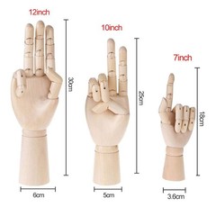 2 Pack 10 Inches Wood Art Mannequin Hand, Left and Right Wooden Manikin