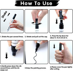 Permanent Paint Pens Paint Markers – 2 Pack Black & White Oil Based Quick Dry Wa