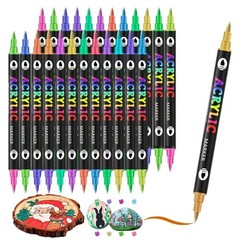 48 Colors Acrylic Paint Markers,Dual Tip Dual Color Drawing Marker Pen for Ro…