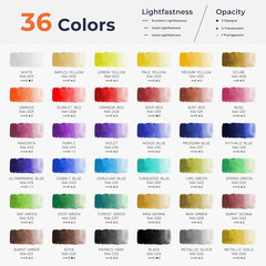 Watercolor Paint Set for Adults, 36 Colors Watercolor Tube (12Ml,0.4Oz) With10 P